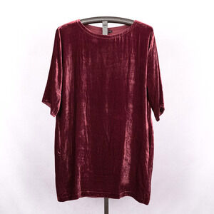 Eileen Fisher Velvety Velour Silk Blend Tunic / Shift Dress Women's PETITE LARGE